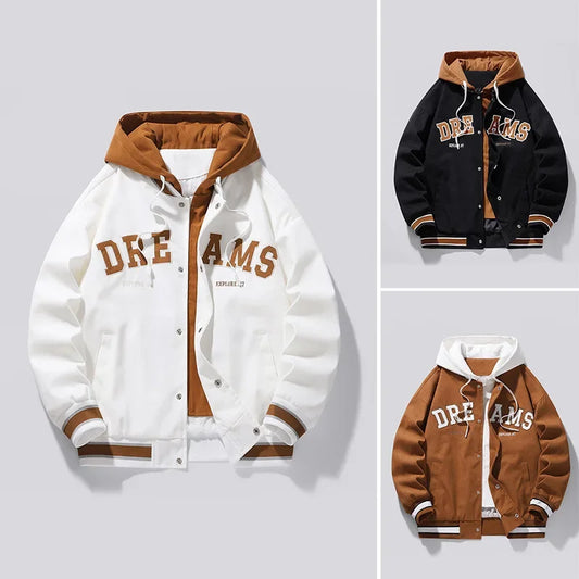 High-Quality Varsity Baseball Jacket - Trendy Hooded Coat for Men and Women